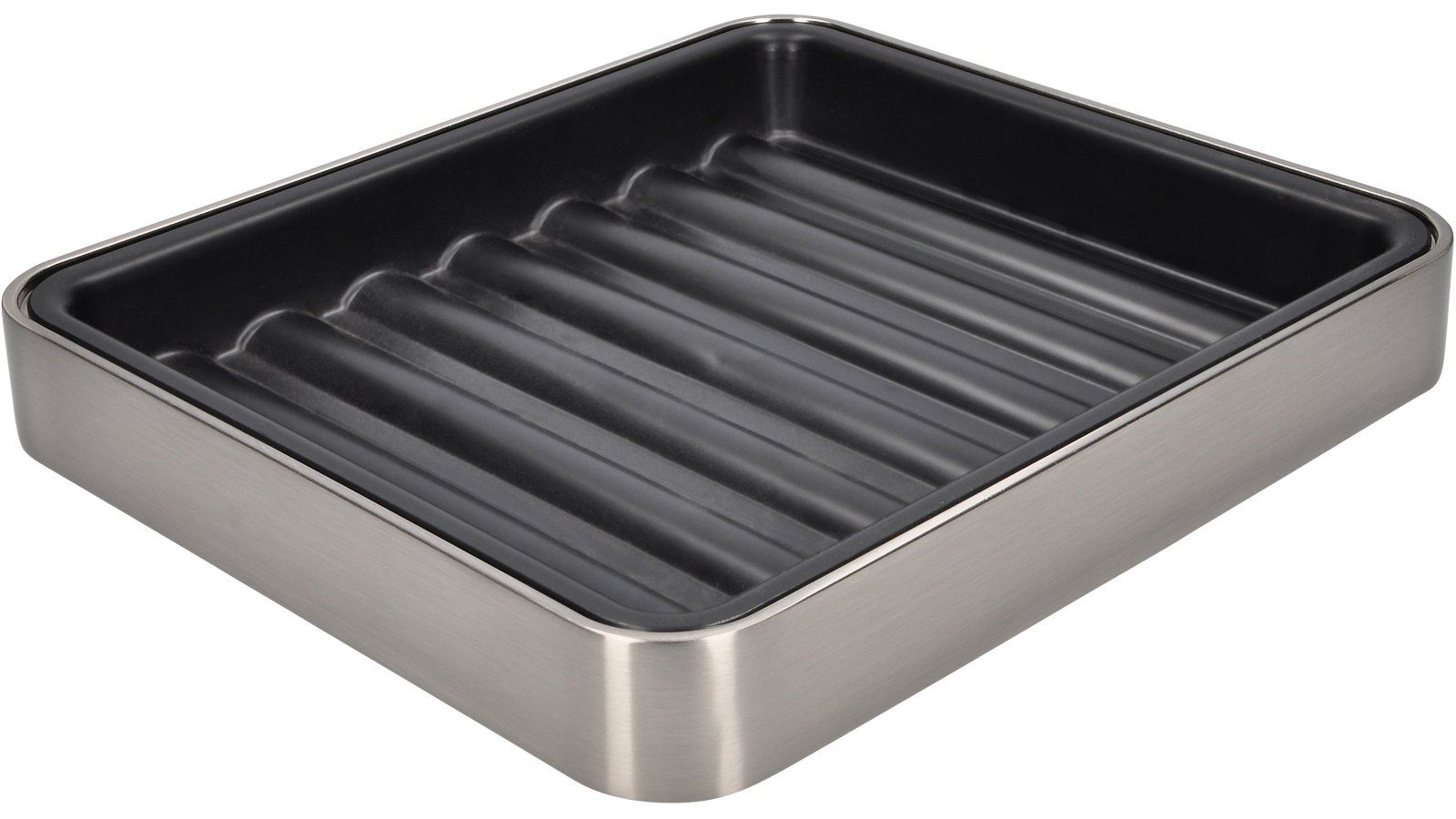 Schirmstaender-Rain-nickel-schwarz-Kunststoff-Zinkdruckguss-laenge-257-831122-seitlich Schirmständer Rain Druckguss - Kunststoff vernickelt feingeschliffen schwarz - 257 mm lang vor weißem Hintergrund