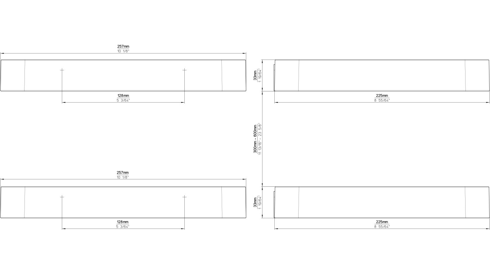 Schirmstaender-Rain-nickel-schwarz-Kunststoff-Zinkdruckguss-laenge-257-831122-technische-zeichnung Schirmständer Rain Druckguss - Kunststoff vernickelt feingeschliffen schwarz - 257 mm lang vor weißem Hintergrund