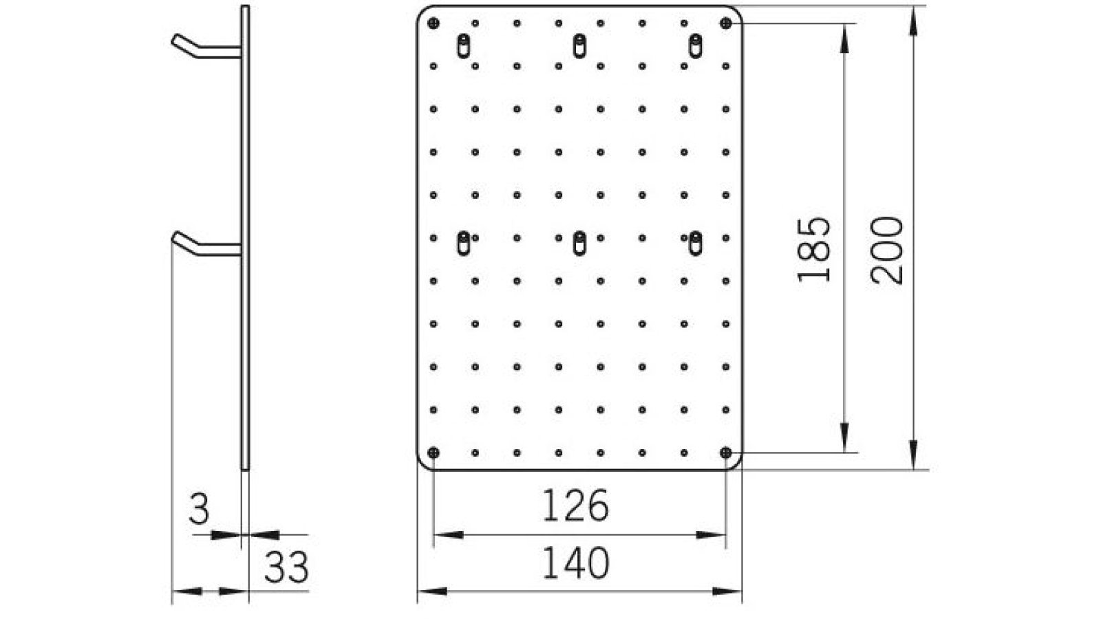 Schlüsselleiste Lindlar Stahl matt vernickelt - 200 mm lang  vor weißem Hintergrund
