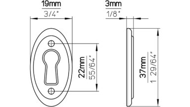 Schild Hanau Druckguss alufarbig pulverbeschichtet - 37 mm lang  vor weißem Hintergrund