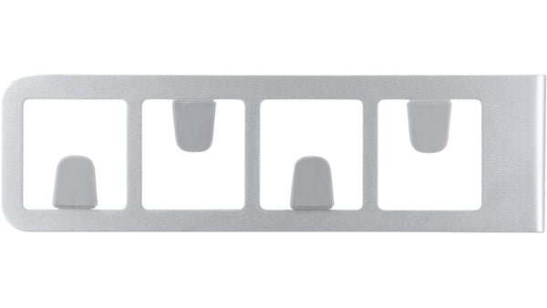 Schrankhaken Lauchstädt Stahl - Kunststoff alufarbig pulverbeschichtet grau - 55 mm lang  vor weißem Hintergrund