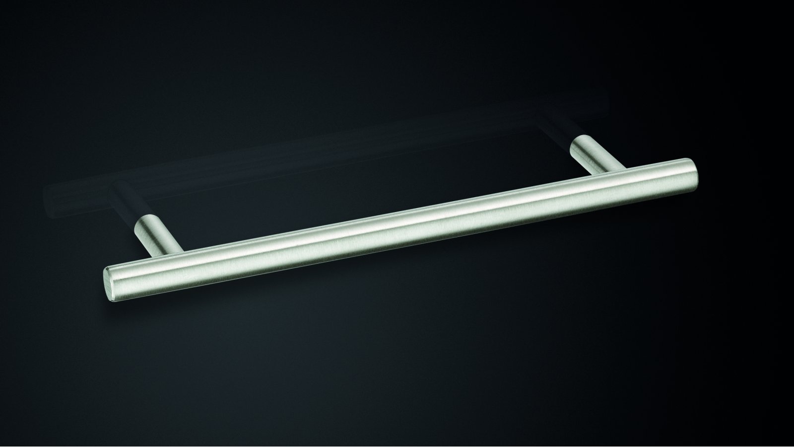 Stangengriff Bad-Driburg Edelstahl gebürstet - 136 mm lang  vor weißem Hintergrund