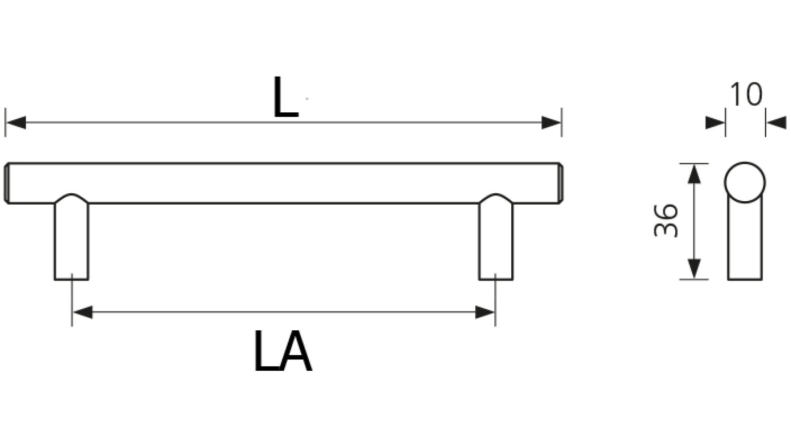 Stangengriff Bad-Driburg Edelstahl gebürstet - 136 mm lang  vor weißem Hintergrund