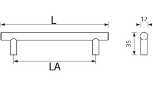 Stangengriff-Schwarzenberg-edelstahlfarbig-Edelstahl-Stahl-laenge-294-SW-220534-technische-zeichnung Stangengriff Schwarzenberg Edelstahl gebürstet - 294 mm lang vor weißem Hintergrund