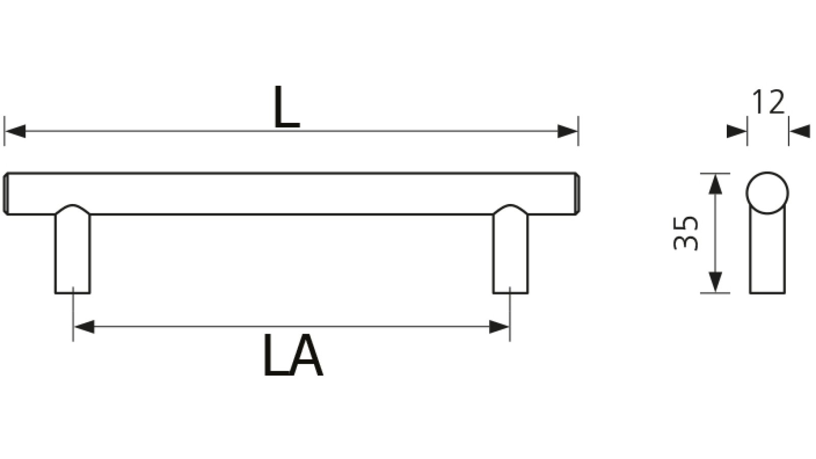 Stangengriff-Schwarzenberg-edelstahlfarbig-Edelstahl-Stahl-laenge-294-SW-220534-technische-zeichnung Stangengriff Schwarzenberg Edelstahl gebürstet - 294 mm lang vor weißem Hintergrund