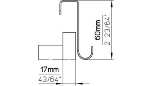 Türgarderobe Bürstadt Stahl schwarz matt pulverbeschichtet 5 stück - 57 mm lang  vor weißem Hintergrund