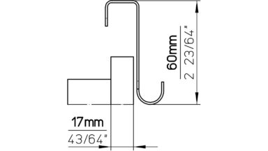 Türgarderobe Bürstadt Stahl schwarz matt pulverbeschichtet 5 stück - 57 mm lang  vor weißem Hintergrund
