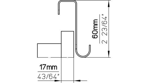 Türgarderobe Bürstadt Stahl schwarz matt pulverbeschichtet 5 stück - 57 mm lang  vor weißem Hintergrund