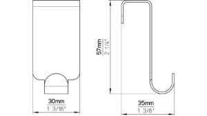 Türgarderobe Bürstadt Stahl schwarz matt pulverbeschichtet 5 stück - 57 mm lang  vor weißem Hintergrund