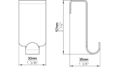 Türgarderobe Bürstadt Stahl schwarz matt pulverbeschichtet 5 stück - 57 mm lang  vor weißem Hintergrund