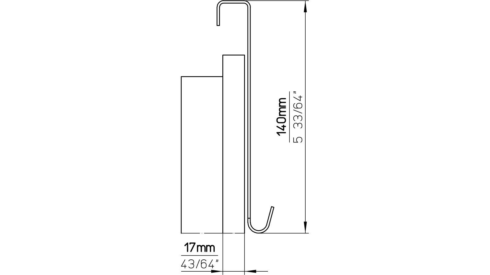 Türgarderobe Ditzingen Stahl chrom glänzend - 255 mm lang  vor weißem Hintergrund