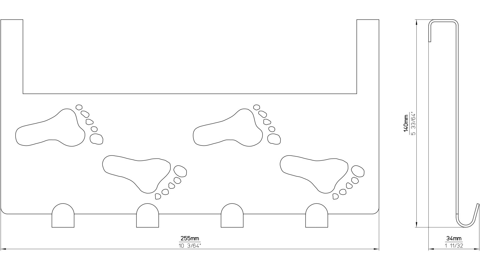 Türgarderobe Ditzingen Stahl chrom glänzend - 255 mm lang  vor weißem Hintergrund