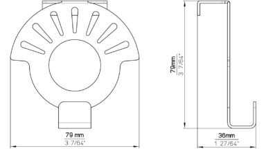 Türgarderobe Eschenburg Stahl chrom glänzend - 79 mm lang  vor weißem Hintergrund