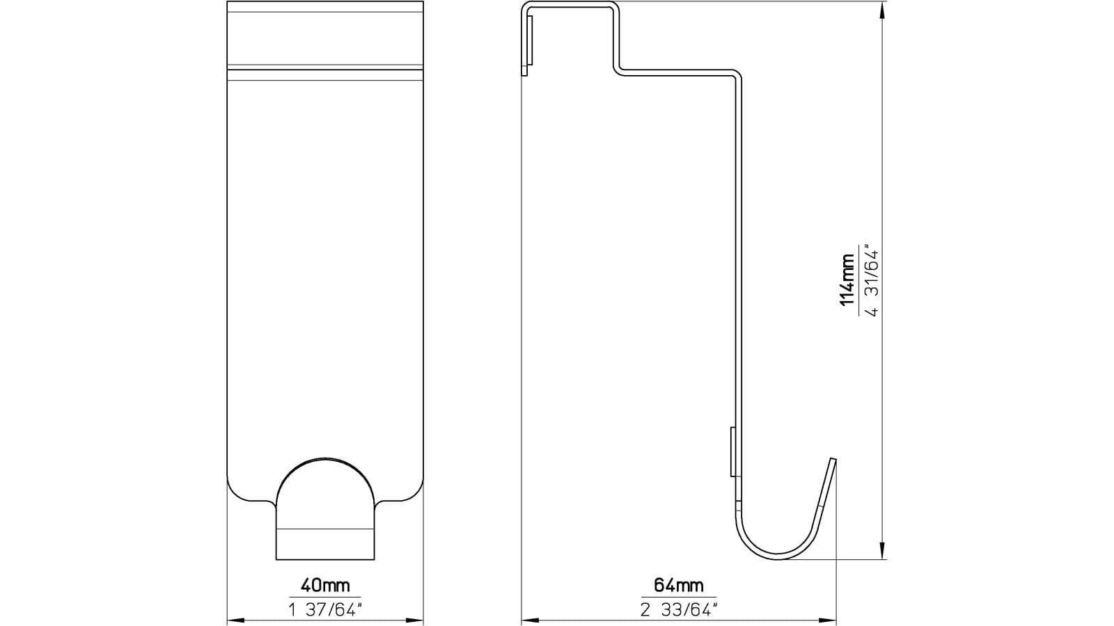 Türgarderobe Handewitt Stahl chrom glänzend 3 stück - 114 mm lang  vor weißem Hintergrund