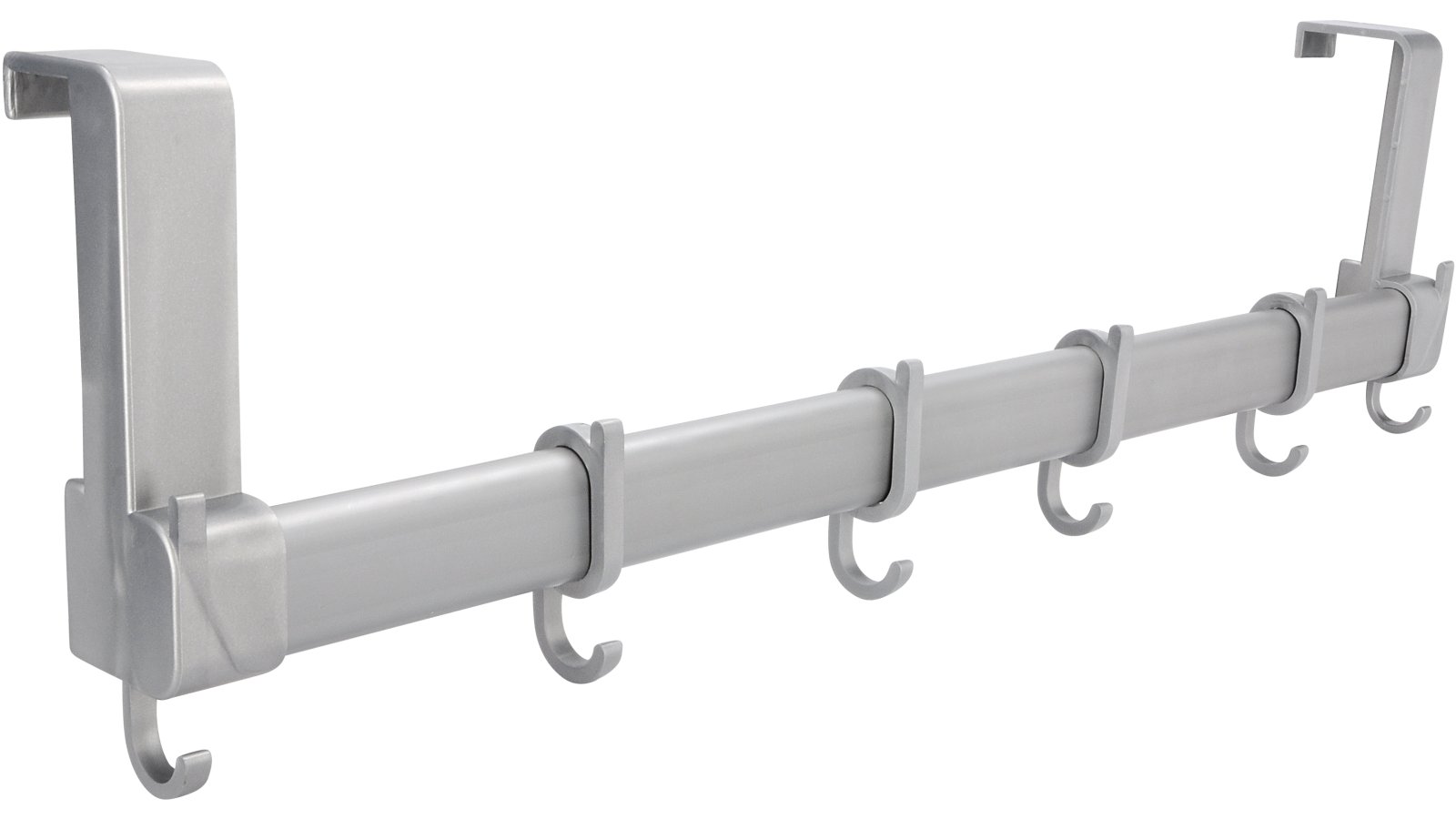 Türgarderobe Kaufungen Kunststoff silbergrau - 480 mm lang  vor weißem Hintergrund