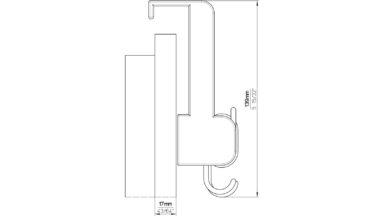 Türgarderobe Kaufungen Kunststoff silbergrau - 480 mm lang  vor weißem Hintergrund