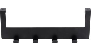 Türgarderobe Kleinmachnow Stahl schwarz matt pulverbeschichtet - 255 mm lang  vor weißem Hintergrund