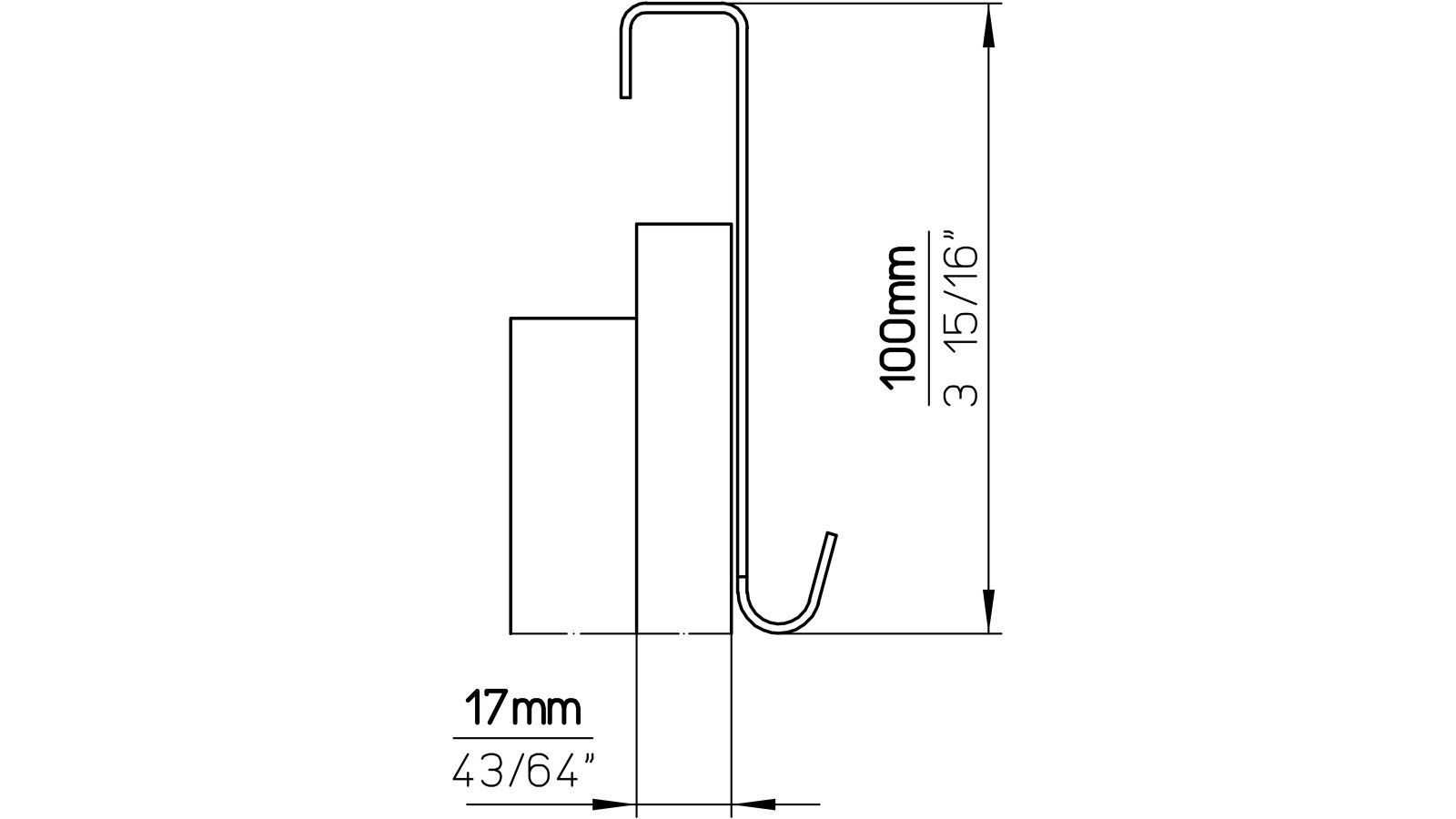 Türgarderobe Kleinmachnow Stahl schwarz matt pulverbeschichtet - 255 mm lang  vor weißem Hintergrund