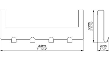 Türgarderobe Kleinmachnow Stahl schwarz matt pulverbeschichtet - 255 mm lang  vor weißem Hintergrund