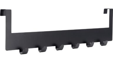 Türgarderobe Kleinmachnow Stahl schwarz matt pulverbeschichtet - 375 mm lang  vor weißem Hintergrund