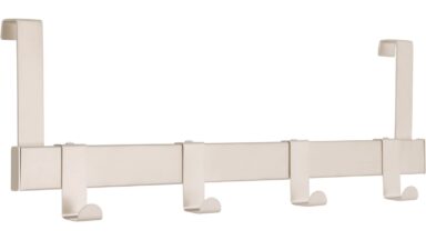 Türgarderobe Olching Stahl matt vernickelt - 404 mm lang vor weißem Hintergrund