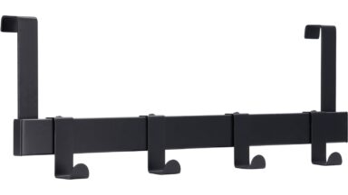 Türgarderobe Olching Stahl schwarz matt pulverbeschichtet - 404 mm lang vor weißem Hintergrund