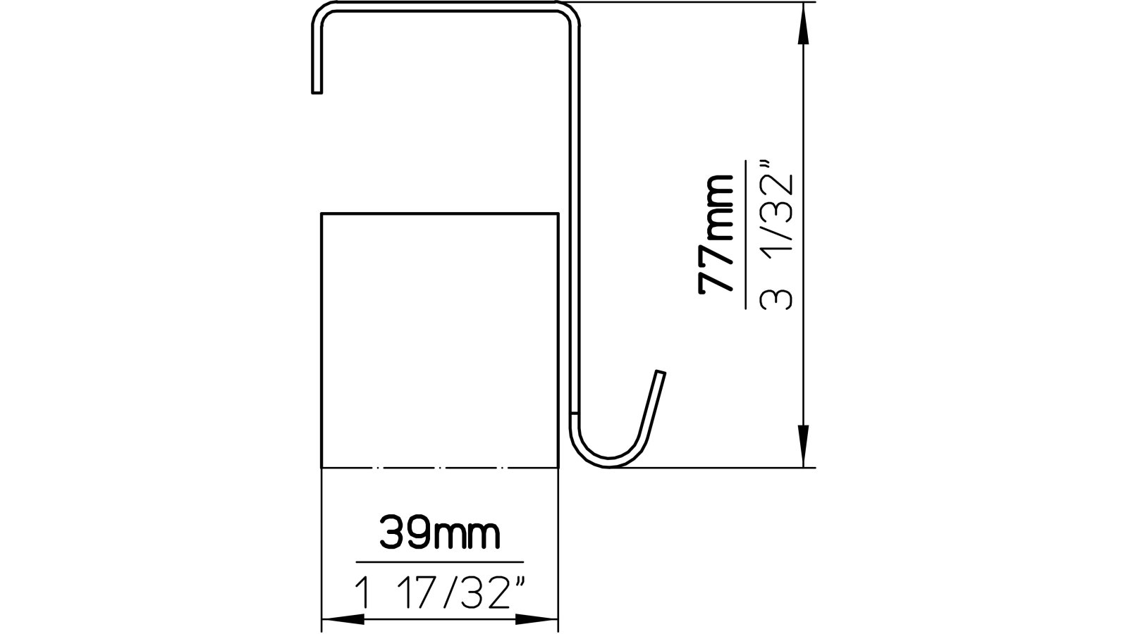 Türgarderobe Ottweiler Stahl chrom glänzend - 255 mm lang  vor weißem Hintergrund