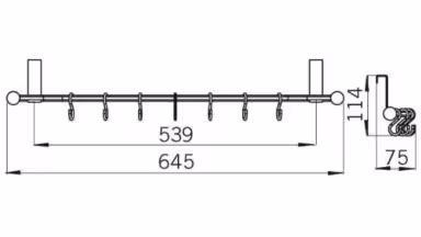 Türgarderobe Rottweil Stahl - Holz umbragrau metallic pulverbeschichtet ahorn natur lackiert - 645 mm lang  vor weißem Hintergrund