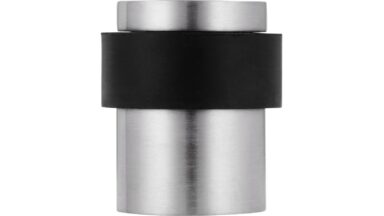 Türstopper Achern Edelstahl - Kunststoff fein geschliffen schwarz - 35 mm lang  vor weißem Hintergrund