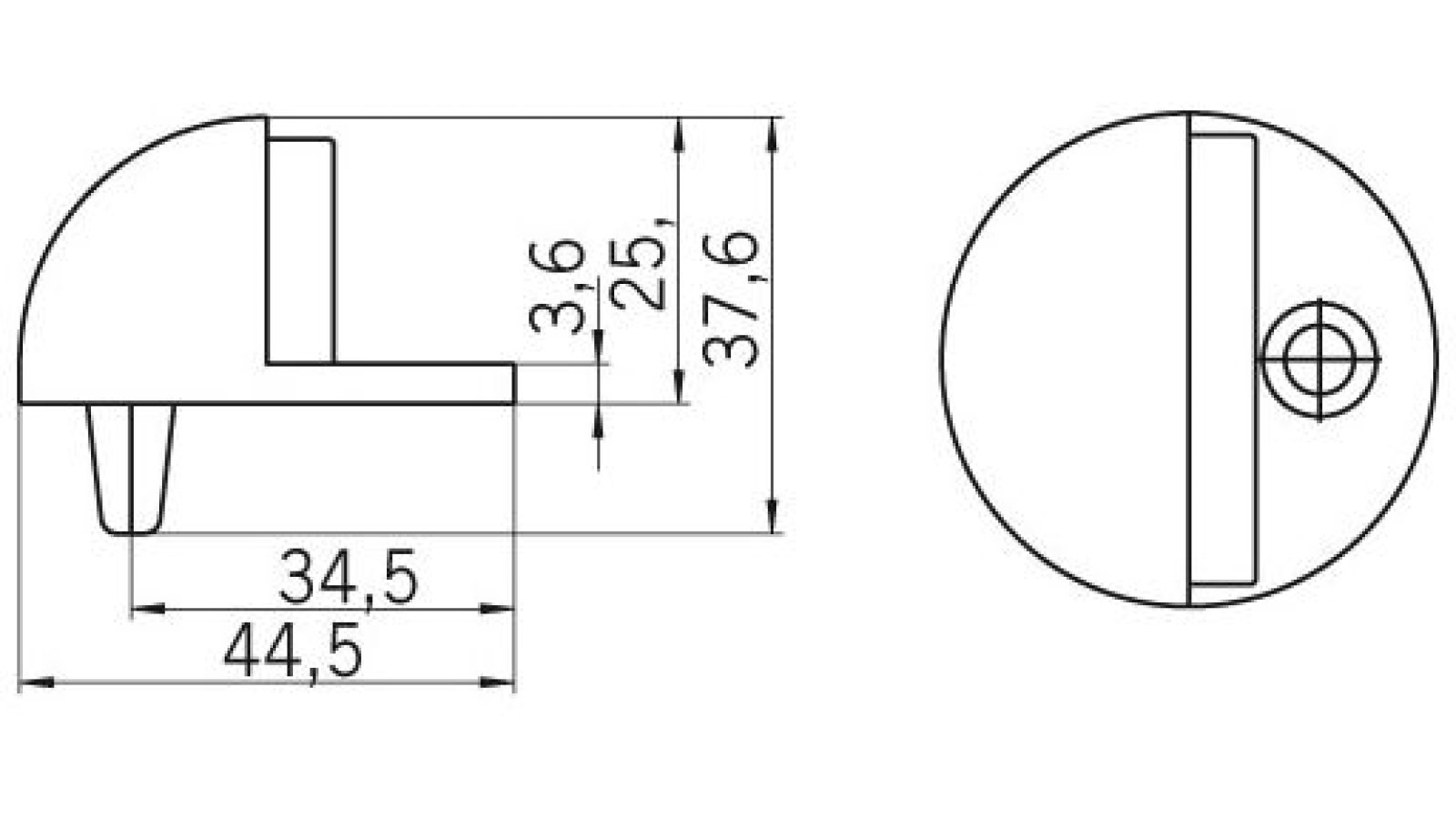 Türstopper Geretsried Druckguss - Kunststoff glänzend vermessingt steingrau - 44 mm lang  vor weißem Hintergrund