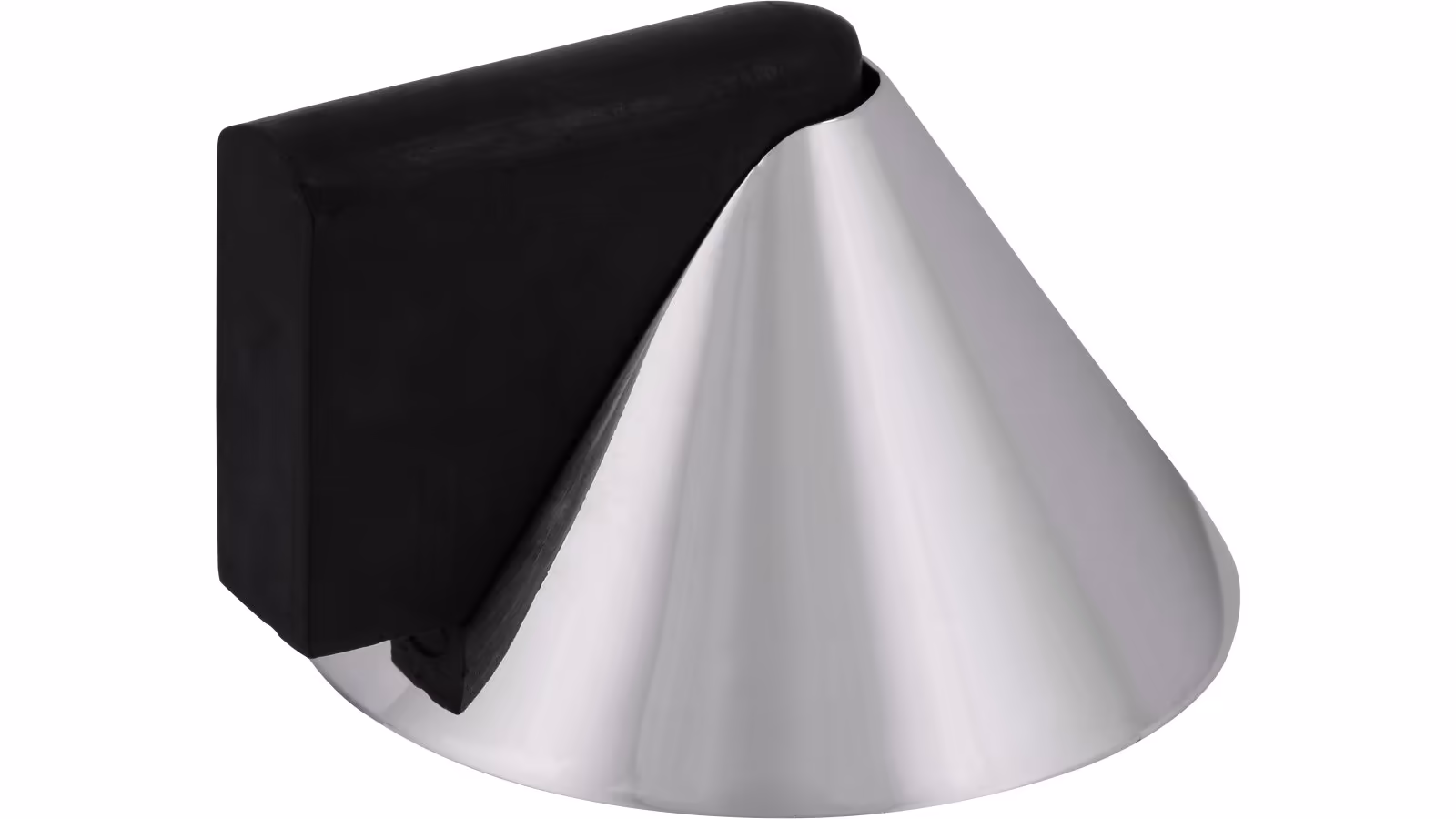 Tuerstopper-Ronnenberg-chrom-schwarz-Kunststoff-Zinkdruckguss-laenge-39-592382 Türstopper Ronnenberg Druckguss - Kunststoff chrom glänzend schwarz - 39 mm lang vor weißem Hintergrund