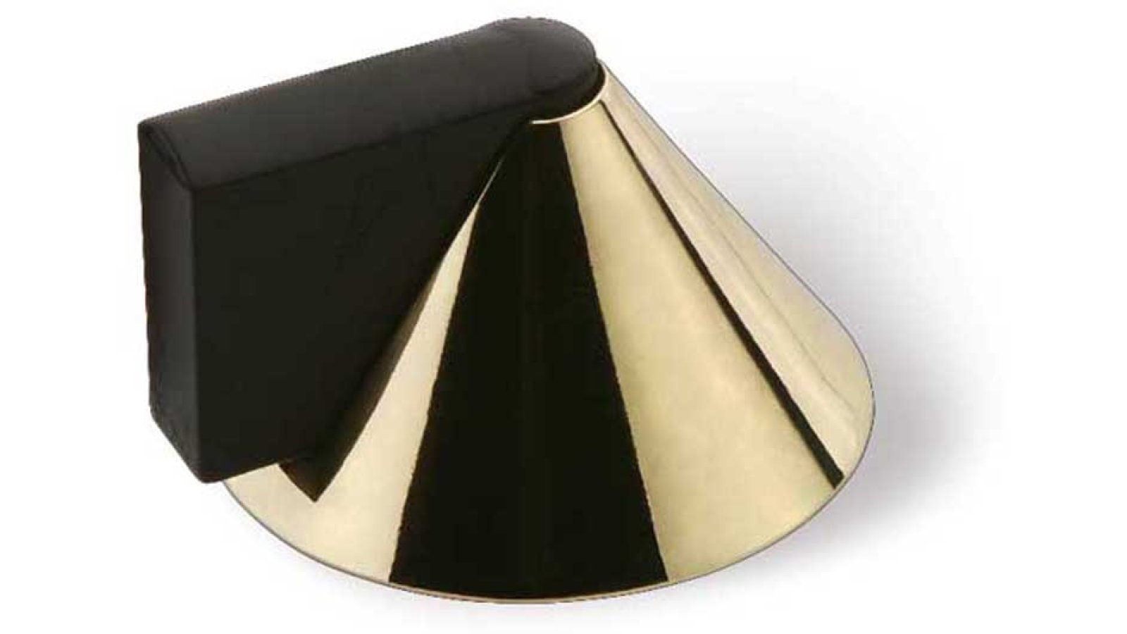 Tuerstopper-Ronnenberg-schwarz-messing-Messing-Kunststoff-Zinkdruckguss-laenge-39-588346 Türstopper Ronnenberg Druckguss - Kunststoff glänzend vermessingt schwarz - 39 mm lang vor weißem Hintergrund