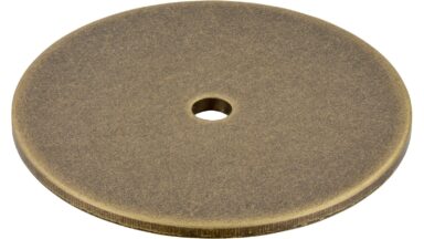 Unterlage Landau Stahl messingfarbig getrommelt matt - 42 mm lang  vor weißem Hintergrund
