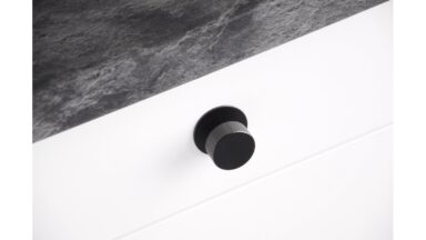Unterlage Landau Stahl schwarz matt pulverbeschichtet - 42 mm lang  vor weißem Hintergrund