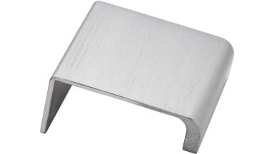 Griffleiste ARTISAN Aluminium - Edelstahloptik - 40 mm lang vor weißem Hintergrund
