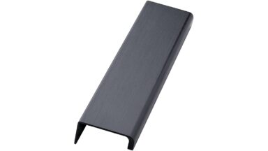 Griffleiste ARTISAN Aluminium - Gebürstet matt schwarz - 200 mm lang vor weißem Hintergrund