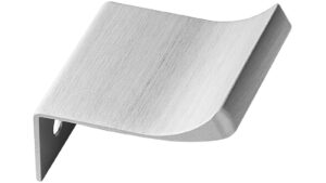 Griffleiste EDGE-Straight-Upwards Aluminium - Edelstahloptik - 40 mm lang  vor weißem Hintergrund