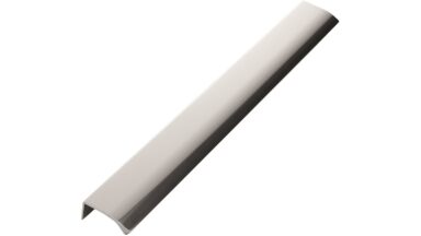 Griffleiste EDGE-Straight Aluminium - Glanz eloxiert - 350 mm lang  vor weißem Hintergrund