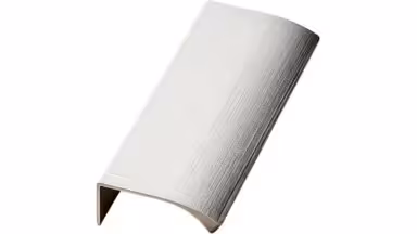 Griffleiste EDGE-Straight Aluminium - Edelstahloptik - 100 mm lang vor weißem Hintergrund