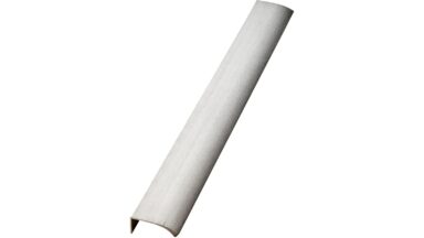 Griffleiste EDGE-Straight Aluminium - Edelstahloptik - 350 mm lang vor weißem Hintergrund