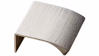 Griffleiste EDGE-Straight Aluminium - Edelstahloptik - 40 mm lang vor weißem Hintergrund