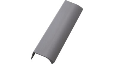 Griffleiste EDGE-Straight Aluminium - Grau - 350 mm lang  vor weißem Hintergrund