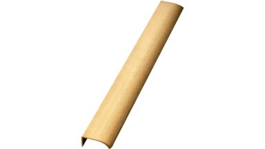 Griffleiste EDGE-Straight Aluminium - Messing gebürstet - 350 mm lang  vor weißem Hintergrund