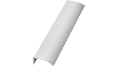 Griffleiste EDGE-Straight Aluminium - Matt weiß - 200 mm lang  vor weißem Hintergrund