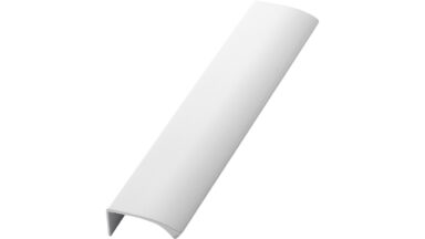 Griffleiste EDGE-Straight Aluminium - Weiß - 200 mm lang vor weißem Hintergrund