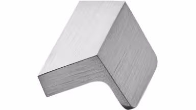 Griffleiste ENVELOPE Aluminium - Edelstahloptik - 50 mm lang vor weißem Hintergrund