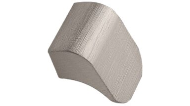 Griffleiste FALL Aluminium - Edelstahloptik - 28 mm lang vor weißem Hintergrund