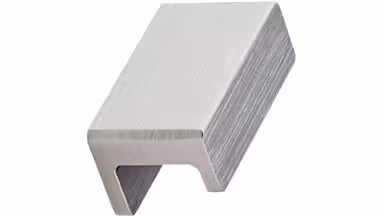 Griffleiste STATION Aluminium - Edelstahloptik - 44 mm lang vor weißem Hintergrund