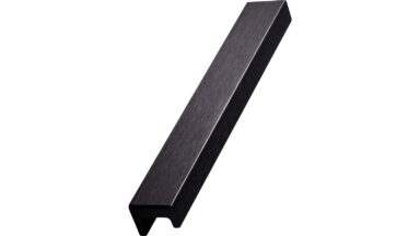 Griffleiste STATION Aluminium - Gebürstet matt schwarz - 190 mm lang vor weißem Hintergrund