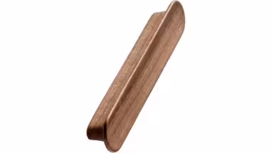 Griffleiste TUBA Holz Nussbaum - Lackiert - 156 mm lang vor weißem Hintergrund